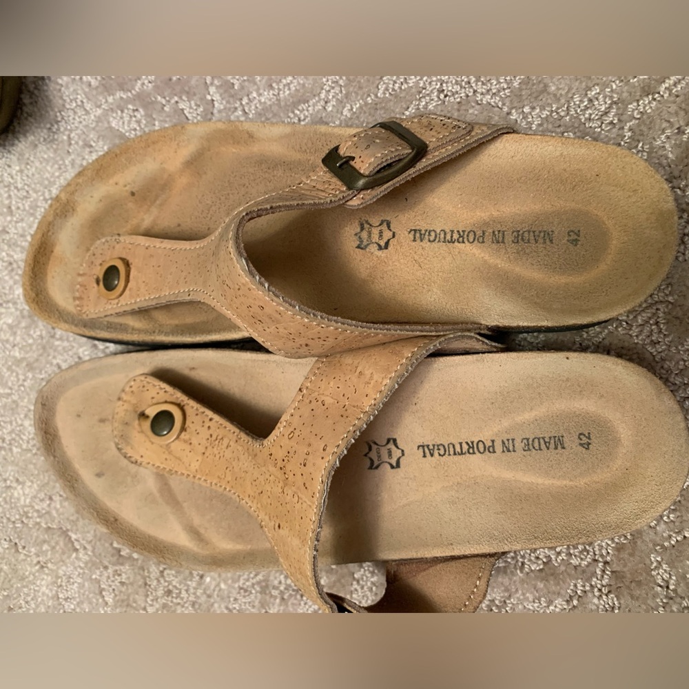 Tan Leather Sandals orthotic footpad (cork)